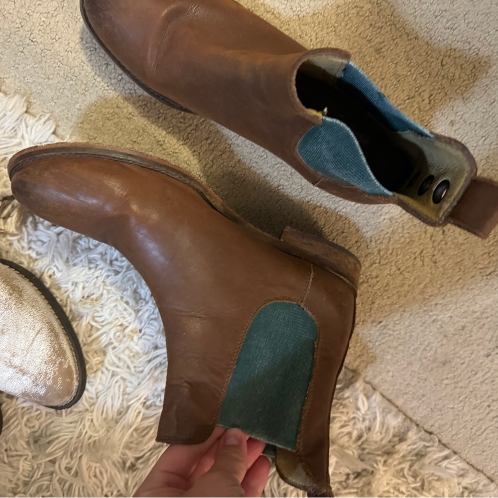 Free People Brown and Teal Ankle Boots